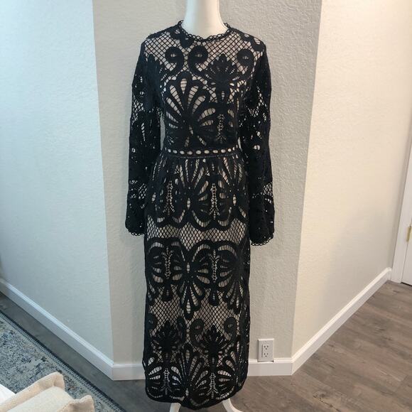 SHEIN Black Crochet Lace Maxi Dress - Picture 10 of 11